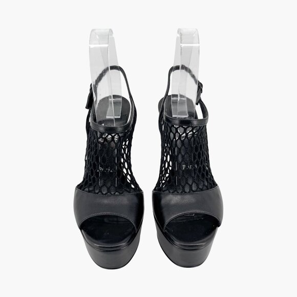 Christian Louboutin Plougesta Alta Black Fishnet Platform Pump Heel Size 38 US 8 - Picture 3 of 15